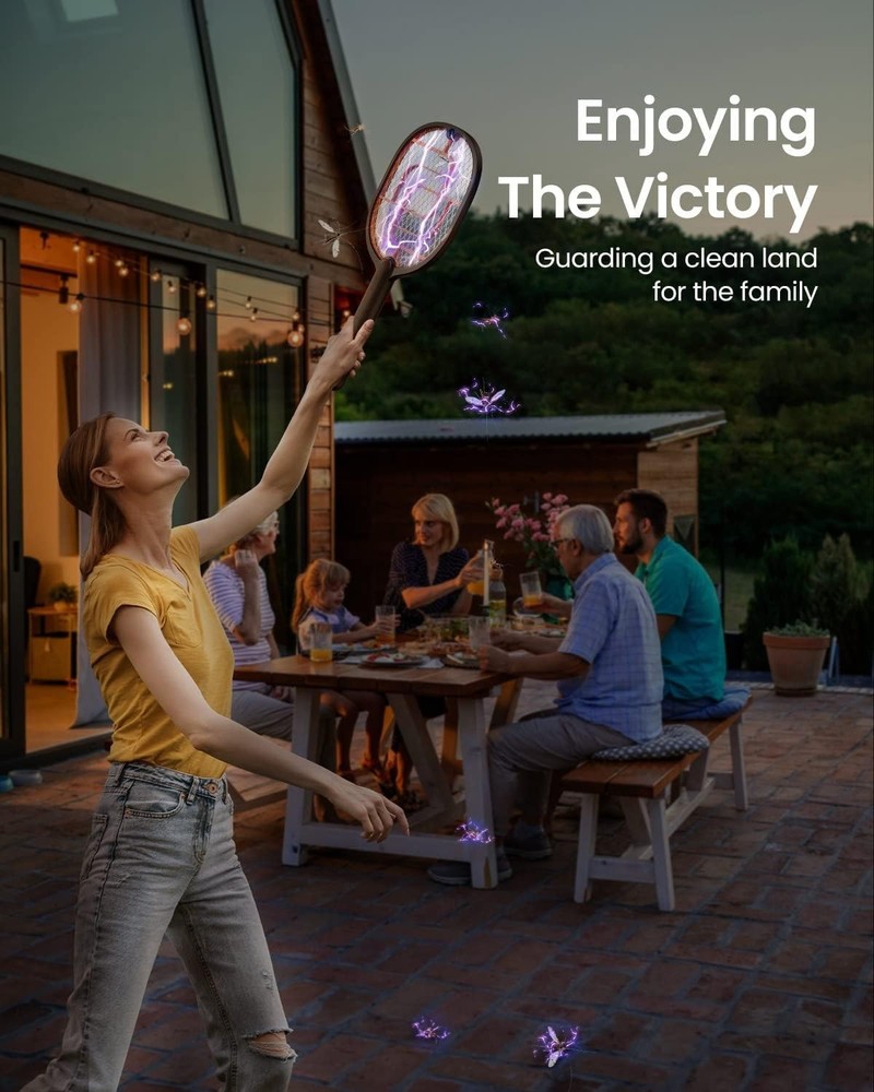 Ergonomic Handheld 3800V Fly Swatter - Effective Bug Zapper for Every Setting