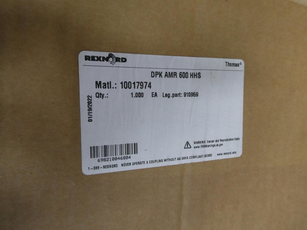 Rexnord 910959 Dpk Amr 600 Hhs Disc Coupling