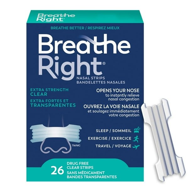 Breathe Right Nasal Strips Extra Strength (26 Clear Strips) - FROM CANADA