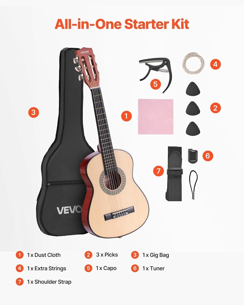 30-inch Beginner Acoustic Guitar Package - Starter Bundle Kit & Accessories