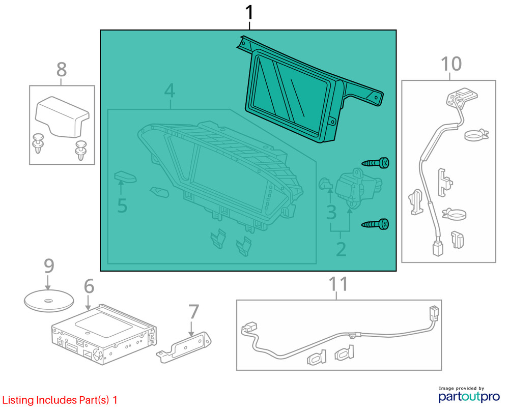 Info-GPS-TV Screen Display Screen Dash EX-L Fits 09-11 PILOT