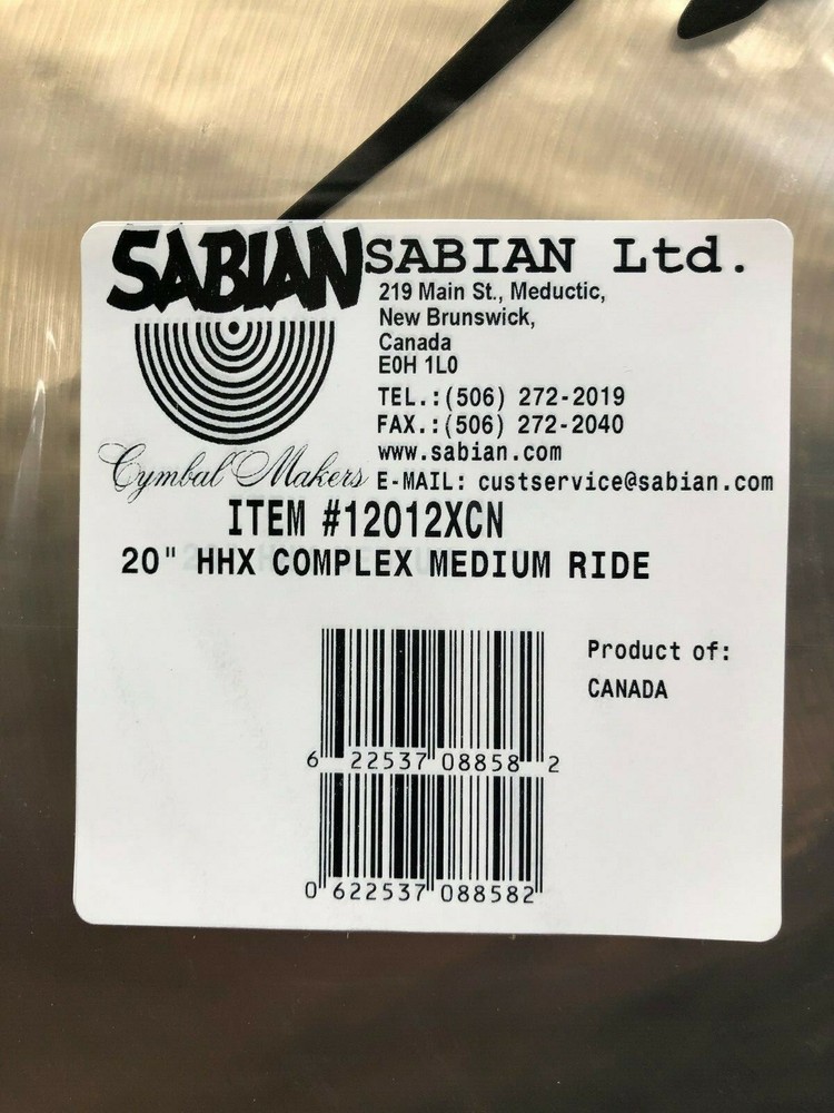 Sabian 20" HHX Complex Medium Ride Cymbal