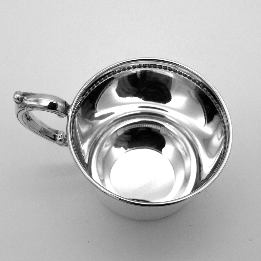 Baby Cup Beaded Rim Sterling Silver Empire Silver