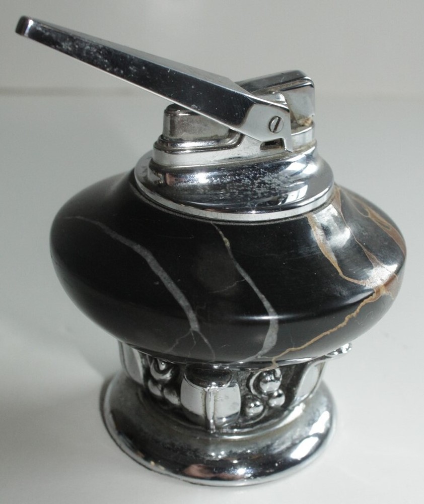 VINTAGE RONSON MARBLE & CHROME LIGHTER 3 1/2" TALL NON WORKING?
