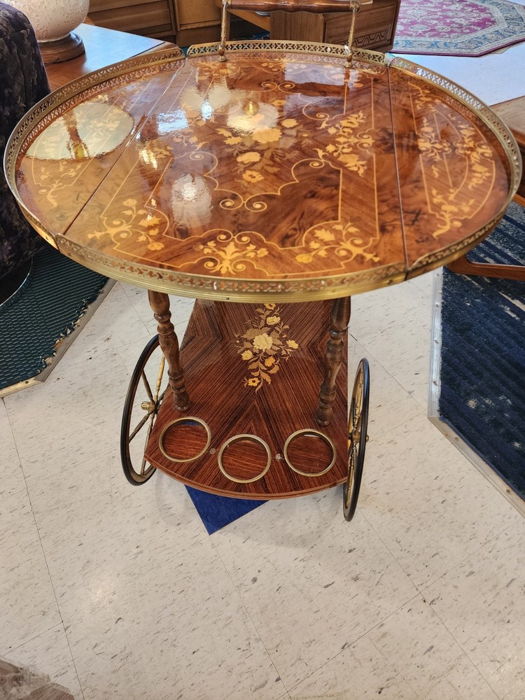 Vintage Italian Drop Leaf Bar Card Trolley
