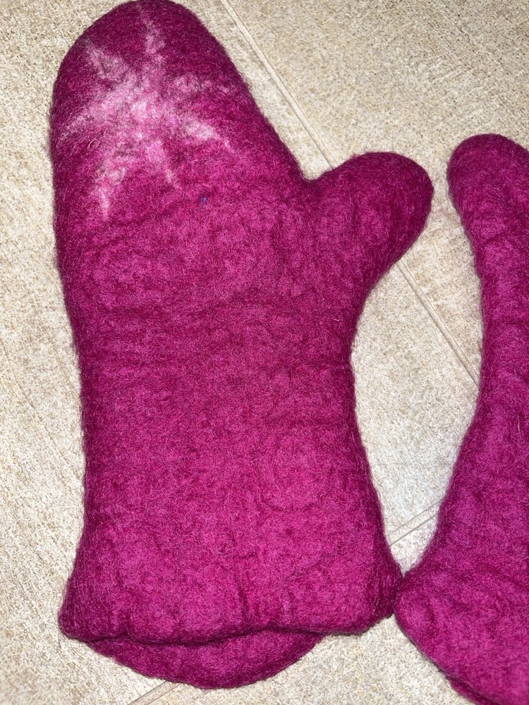 Mittens Pink Boiled Wool From Germany