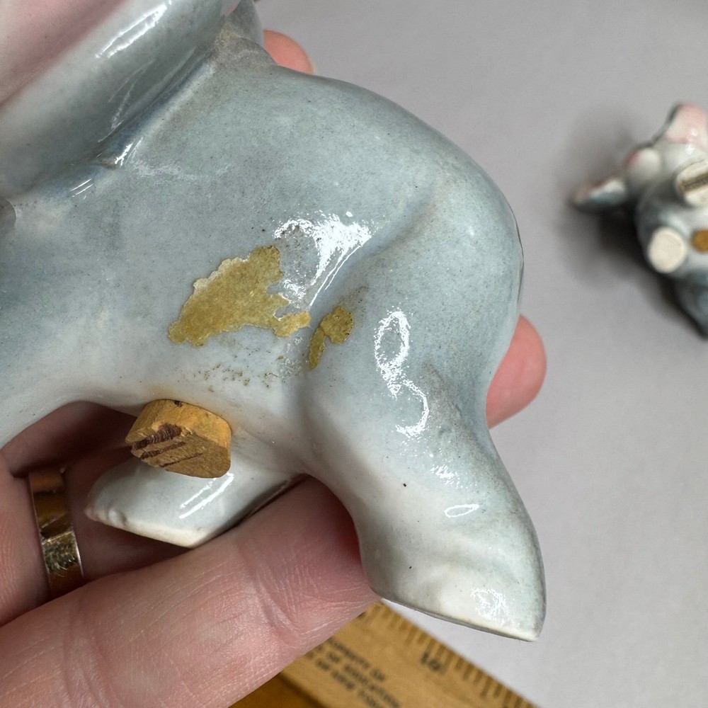 Vintage Ceramic Elephant Salt & Pepper Figurines Japan