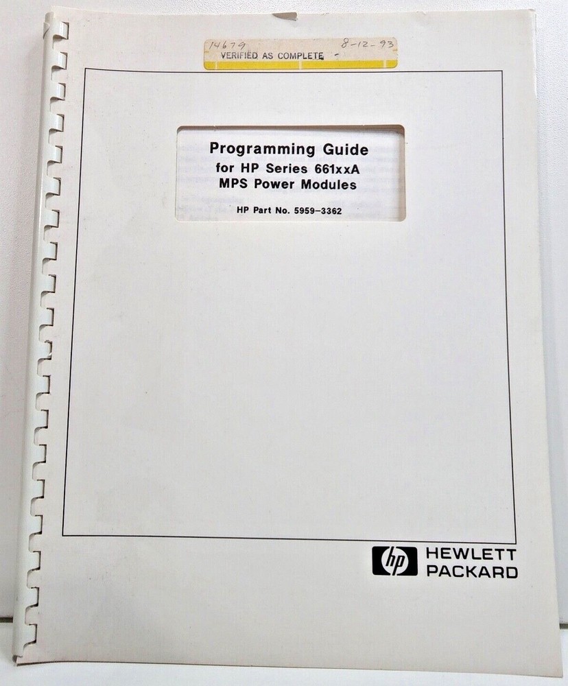 HP 5959-3362 Programming Guide Series HP 661xxA MPS Power Modules