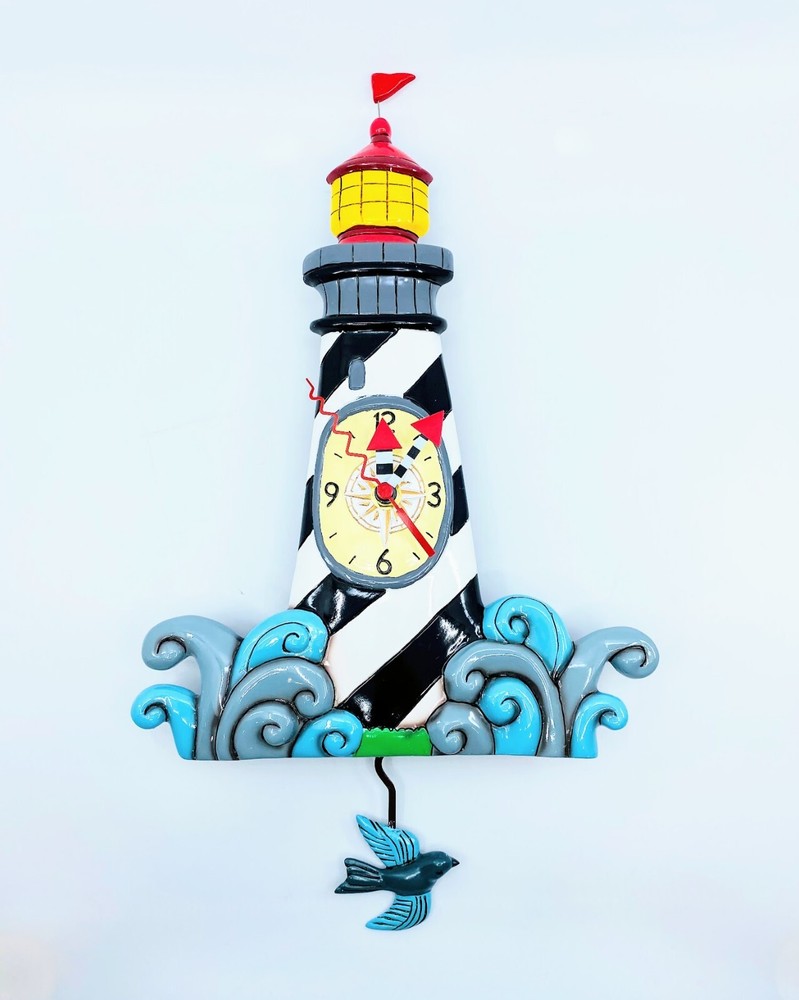 Allen Designs Studio Wall Clock: Augie's Light Lighthouse