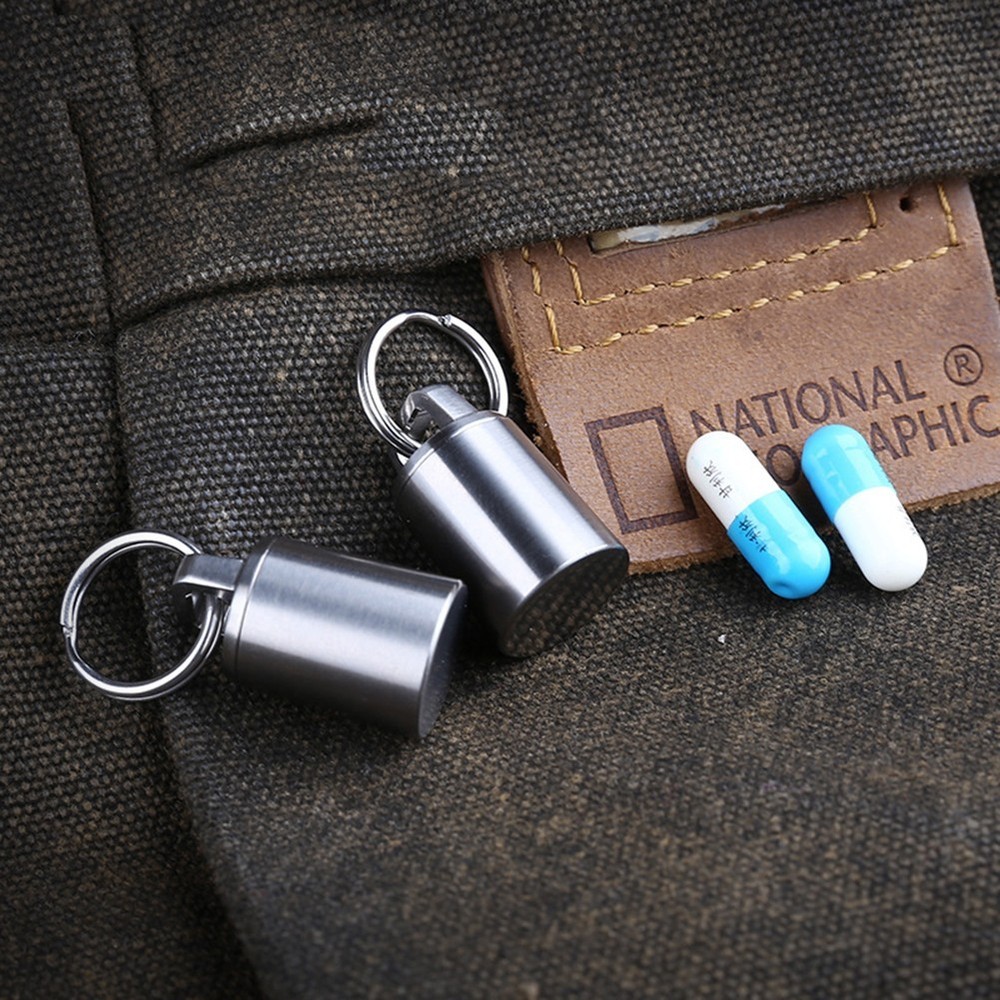 Small and Powerful Titanium Keychain Pill Box Keep Your Medication Secure