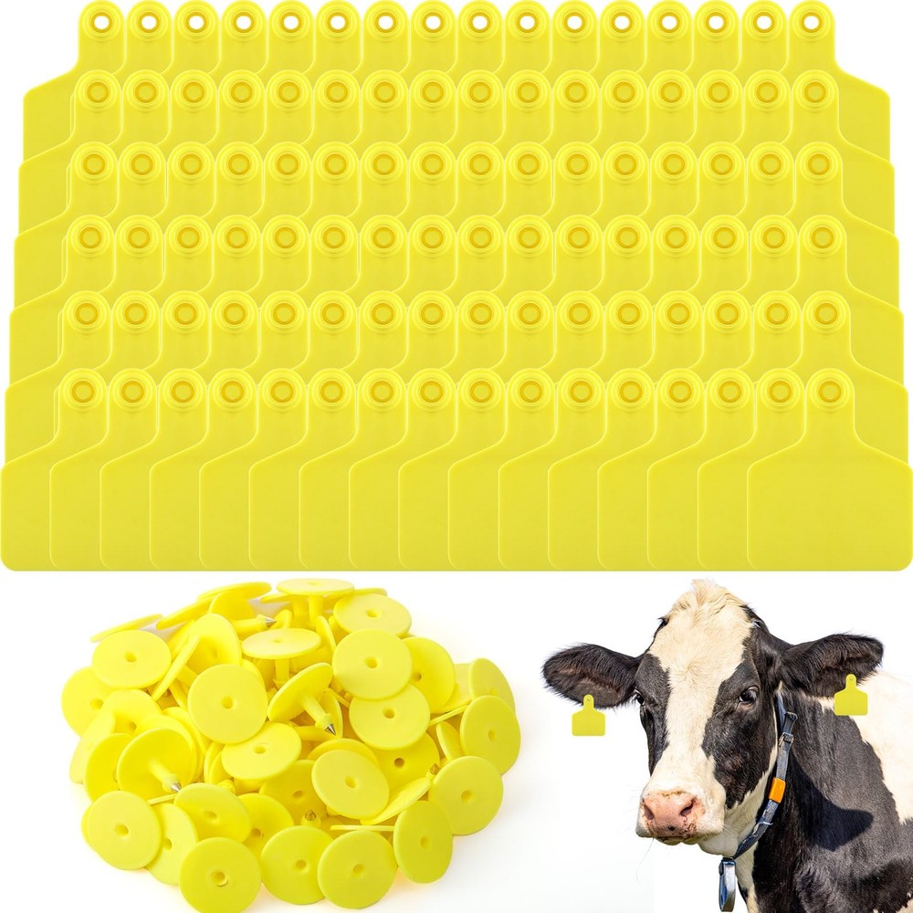 200 Pcs Blank Cattle Ear Tags Large Plastic Precision Animal Identification B...