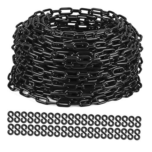 Plastic Chain, 200Ft Plastic Chains Links, Large Plastic 200Ft-1Piece Black