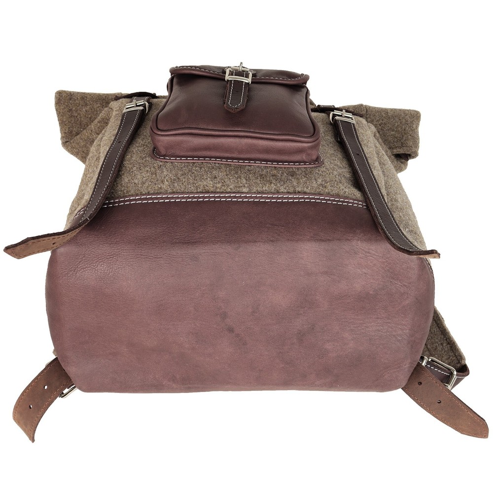 Akah Hunting Backpack Rolltop - Wool Felt With Olive Leather