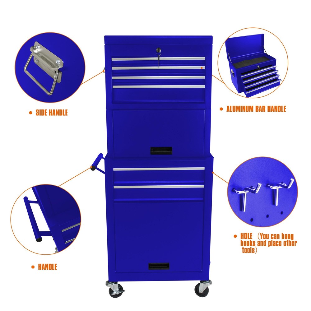 Heavy-Duty 6-Drawer Rolling Tool Chest with Wheels – Blue Storage Solution