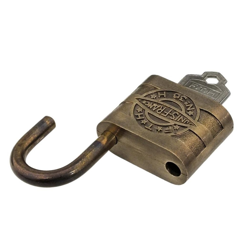 FTH NO.36 BRASS PADLOCK with Original Key 2⅜" Height - Vintage Padlock ref.P691