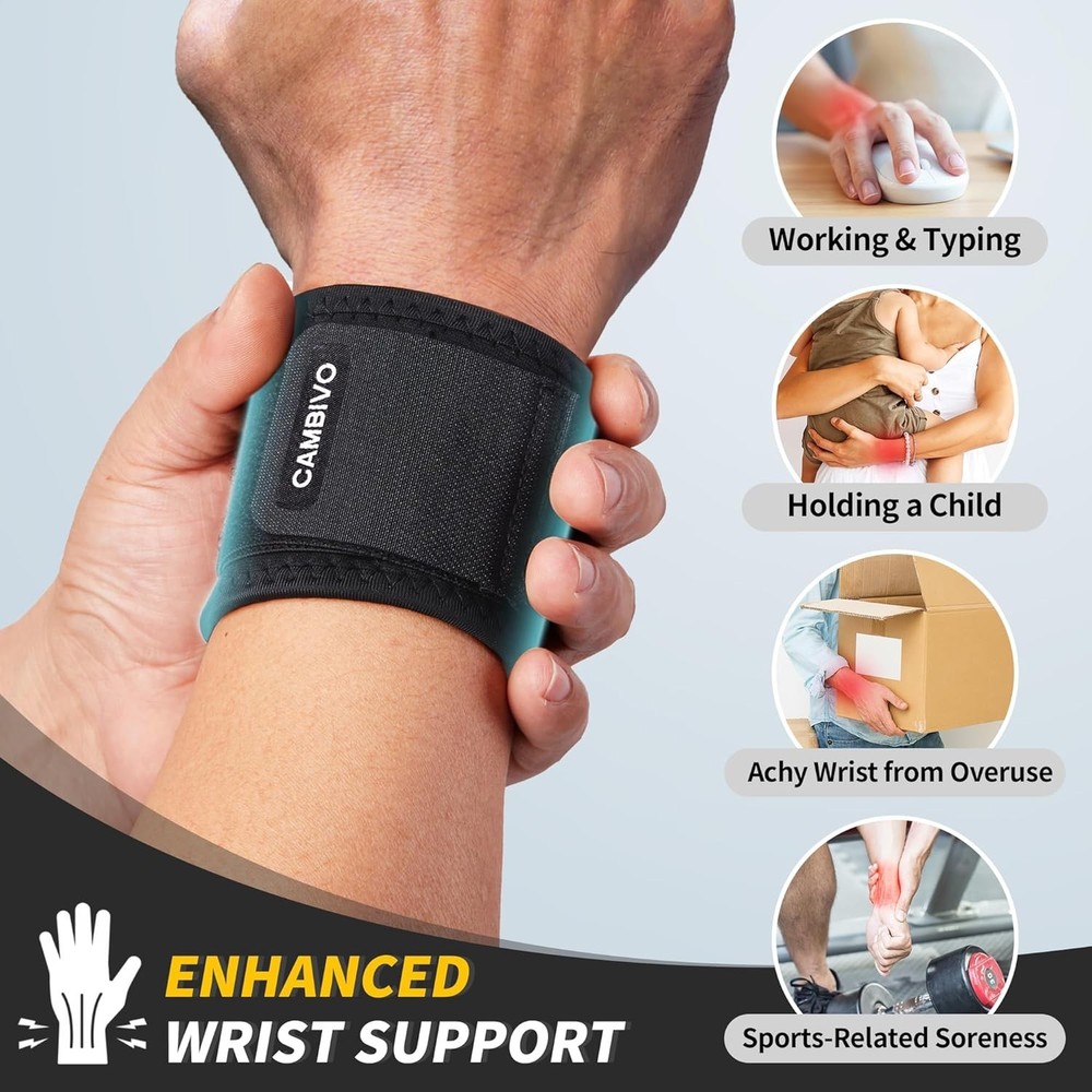 Pain Relief Wrist Wraps - Adjustable Compression Brace for Active Lifestyle