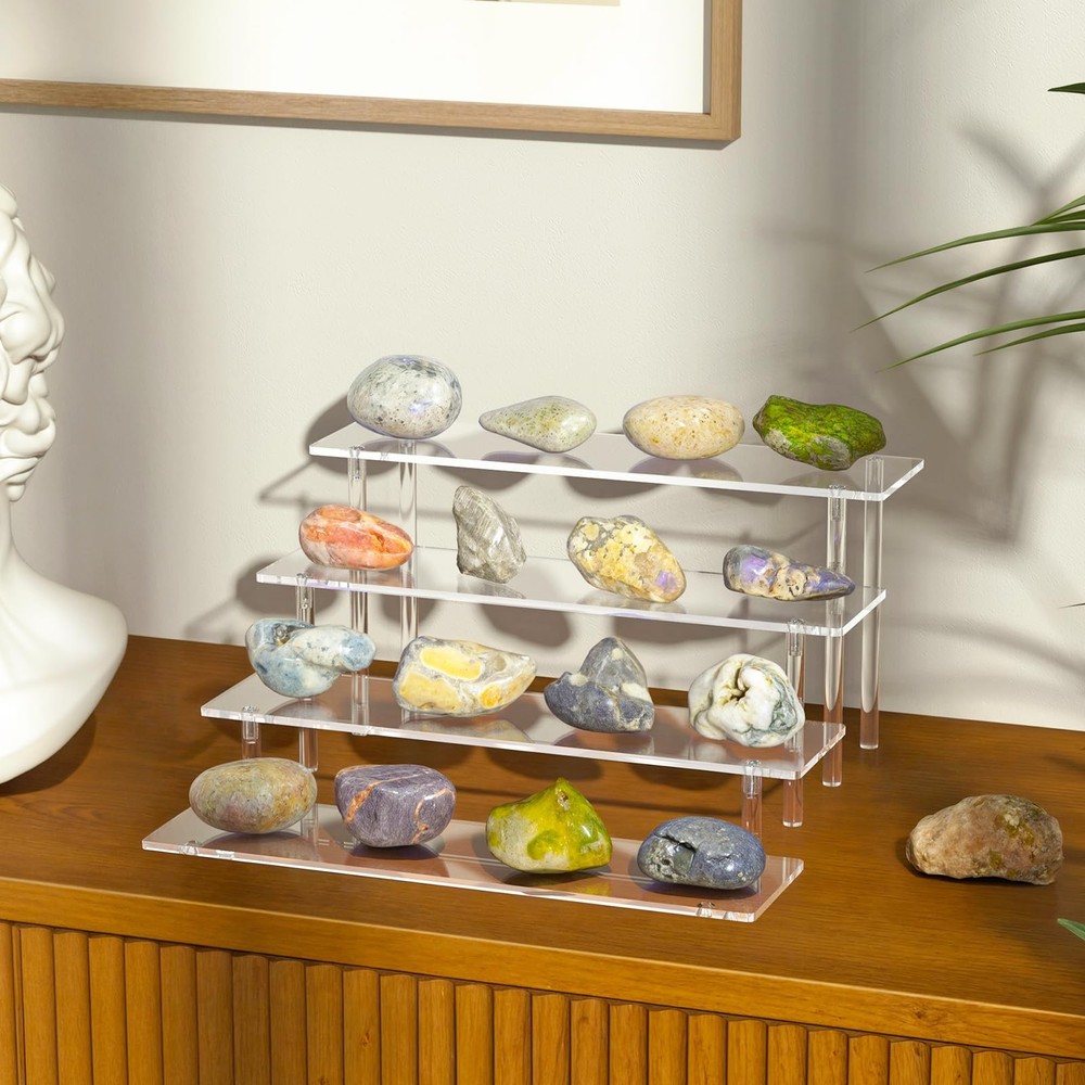 4 Tier Acrylic Display Risers, Clear Perfume Organizer Stand, Large Cupcake Stan