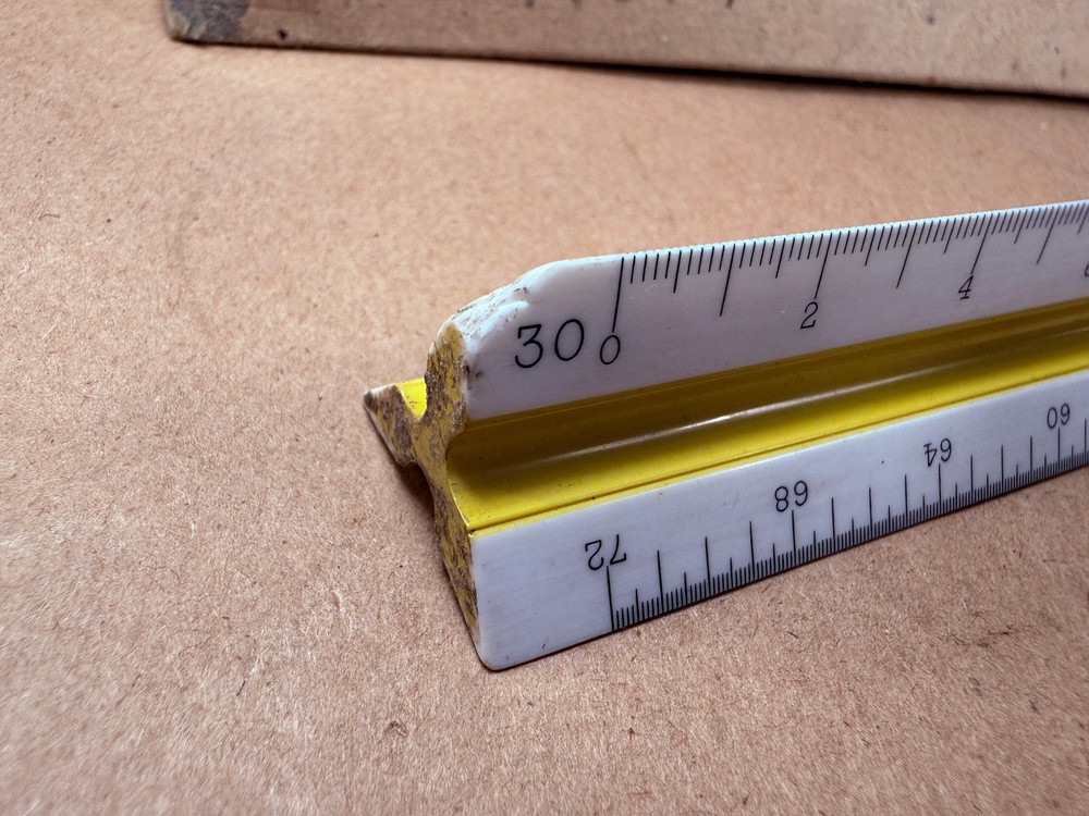 Vintage Arthur Brown 7957P Triangular Drafting Scale Ruler Engineering Scale 12”
