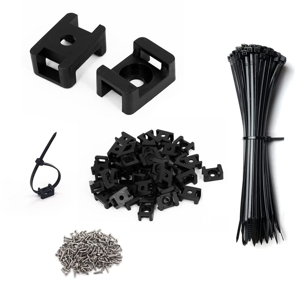 Cable Zip Tie Mounts Kit - 120 Set Wire Cable Clips Organizer Holders with 8"...