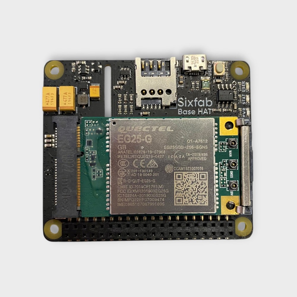 Sixfab Base HAT w/ Quectel EG25-G 4G LTE Cellular Modem for Raspberry Pi - Used