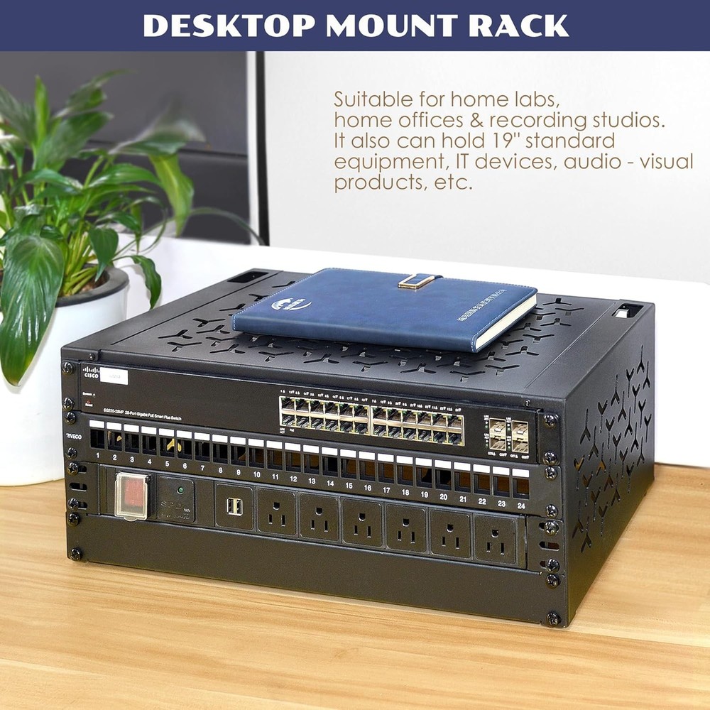 4U Wall-Mount & Desktop Server Rack, 12" Depth, Foldable with 1U Blank Panel - O