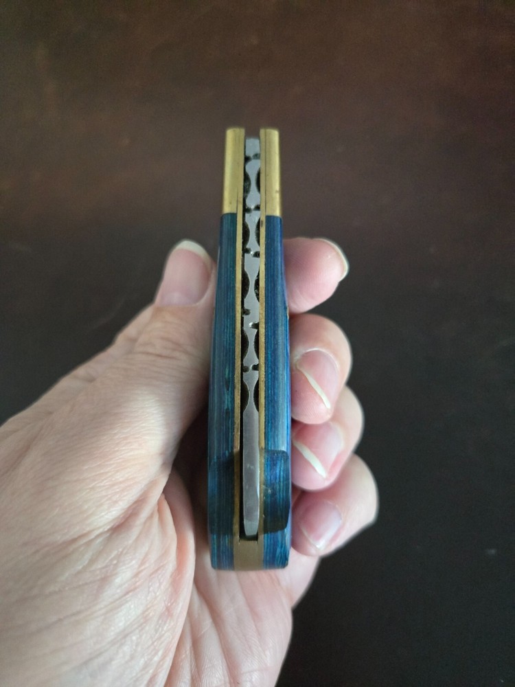 Rill Simple Tools Blue/Azul Damascus Folder/Pocket Knife 054h