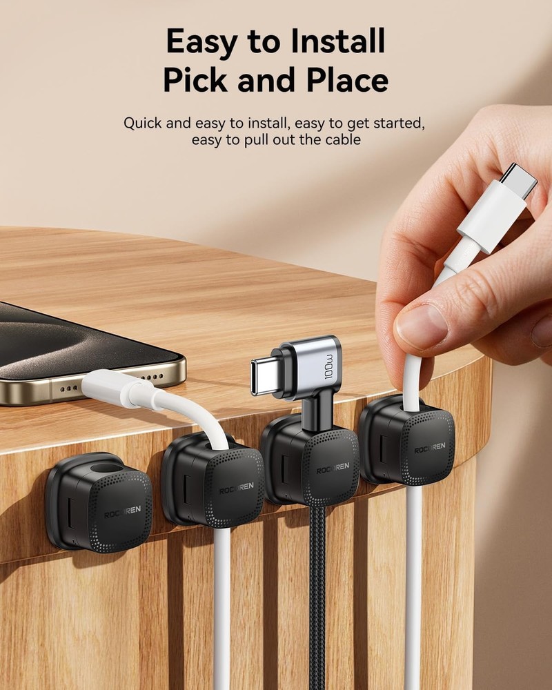 Magnetic Cord Clips 30pk, Rocoren Adjustable