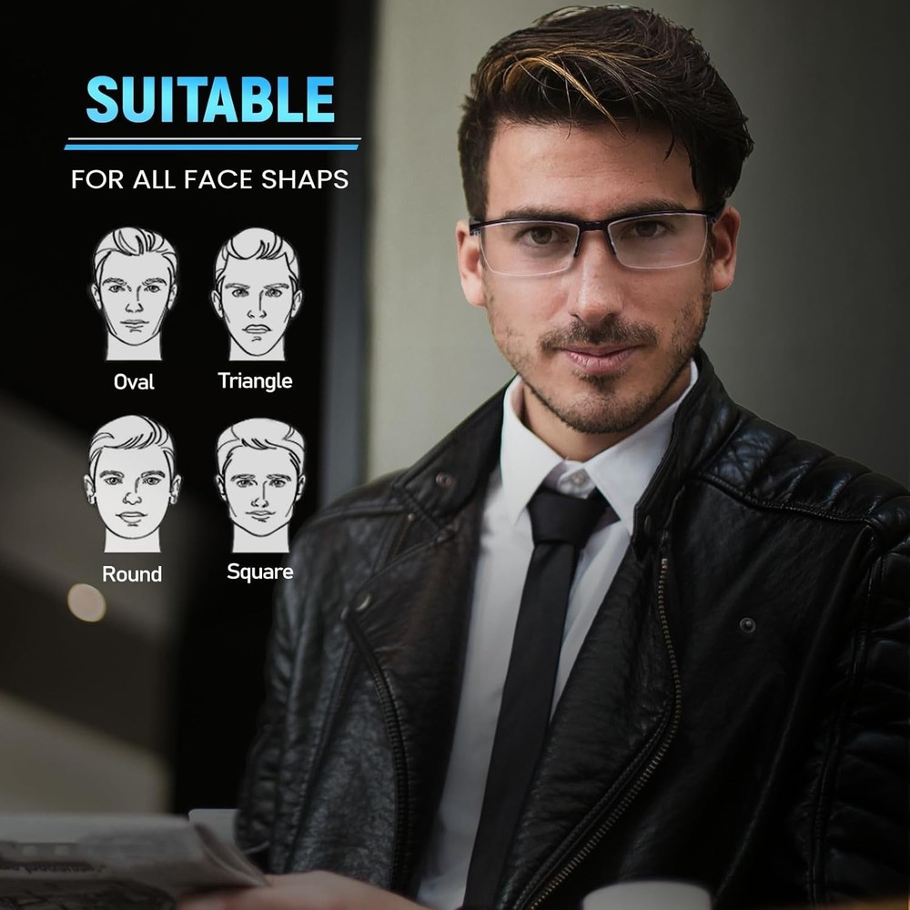 Blue Light Blocking Reading Glasses Men TR90 Computer Anti Eye Strain 2.0