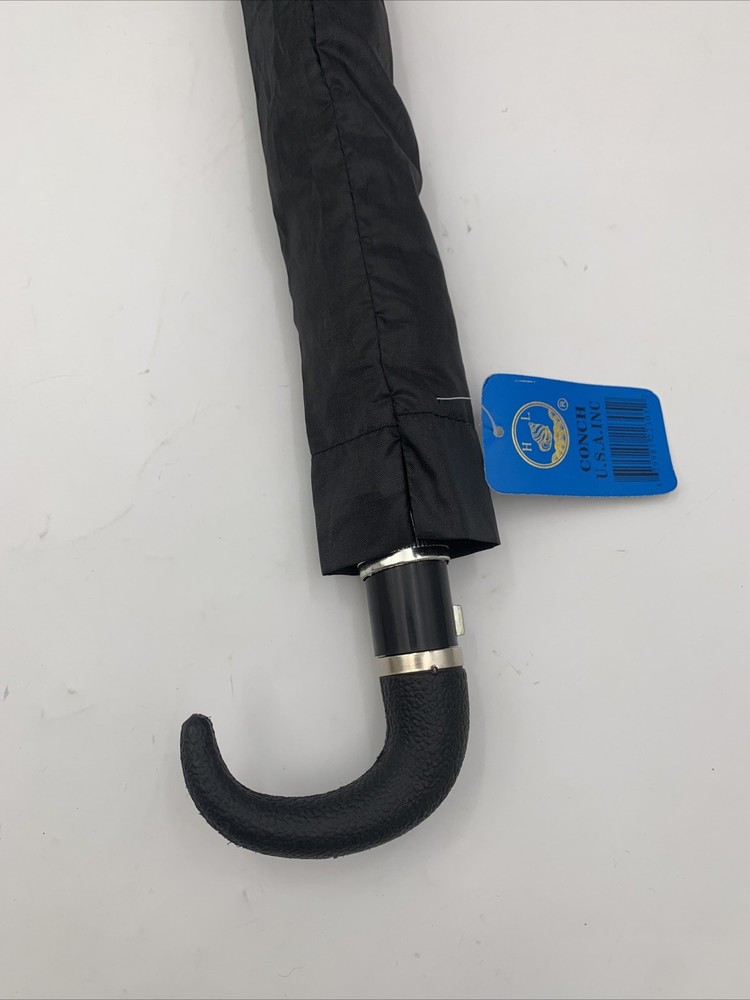 Conch Compact Folding Black Umbrella and Case