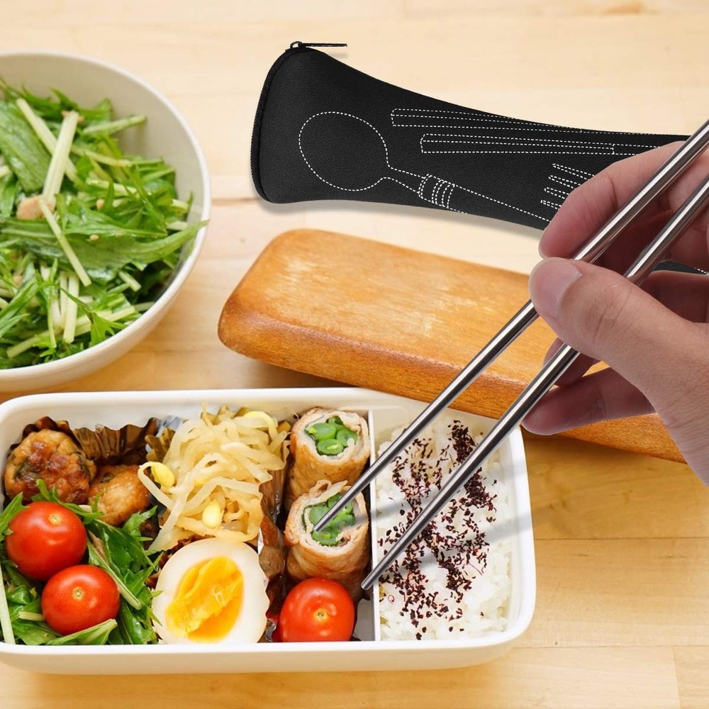 3 Pack Reusable Flatware Sets , Fork, Spoon, Chopsticks, 12Pcs Portable Trave...
