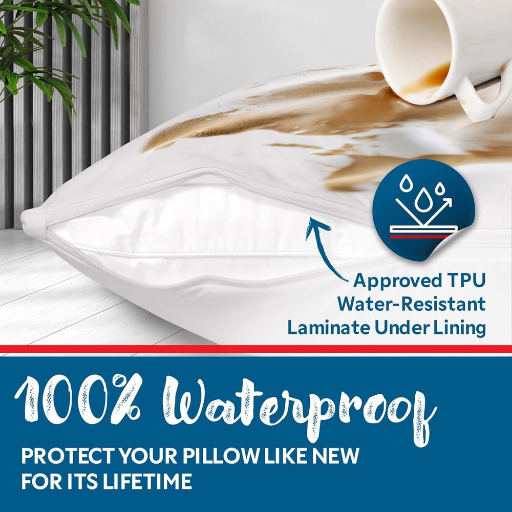 Jersey Knitted Pillow Protector with Zipper Queen Size - 8 Pack - 100%