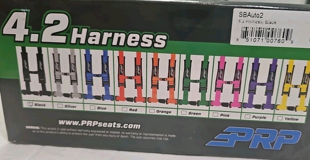 PRP 4.2 Harness Black, 2" Strap, 4-point Harness