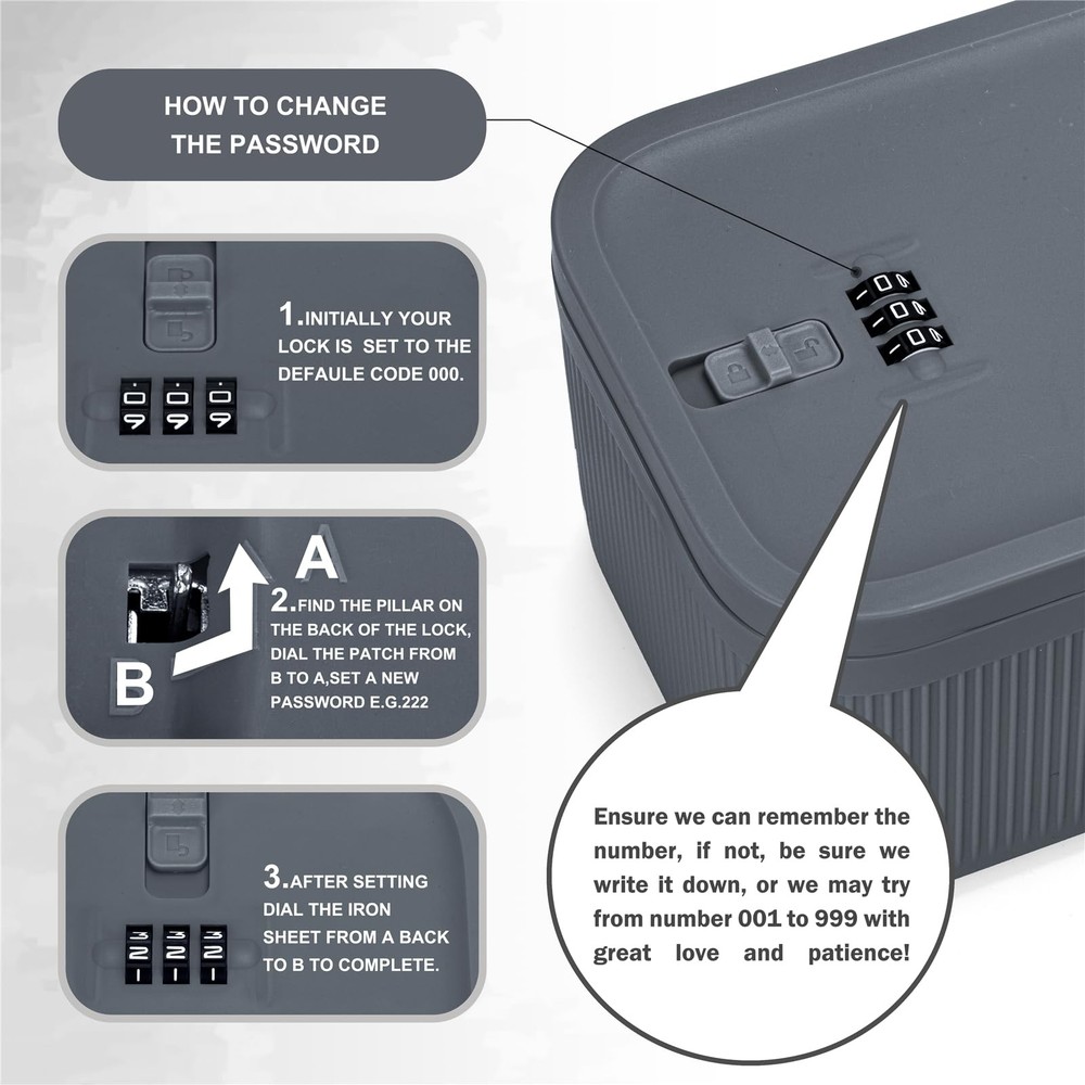 Medication Lock Box,Small Lockable Storage Box with Combination Code for Phon