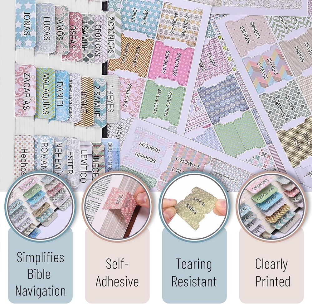 Mr. Pen- Spanish Bible Tabs, 75 Laminated Tabs for Pastel
