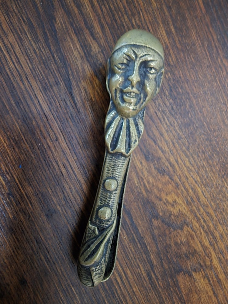Vintage Solid Brass Clown Face Nutcracker, England