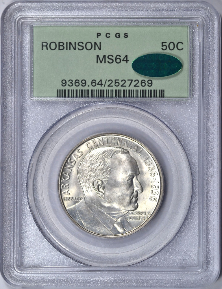 1936 ROBINSON COMMEMORATIVE HALF DOLLAR PCGS MS64 CAC OGH NICE WHITE