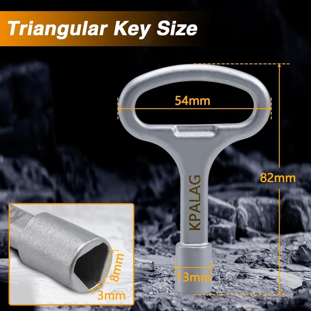 2PCS Triangle Socket Keys, Triangular Panel Lock Key, Universal Silver