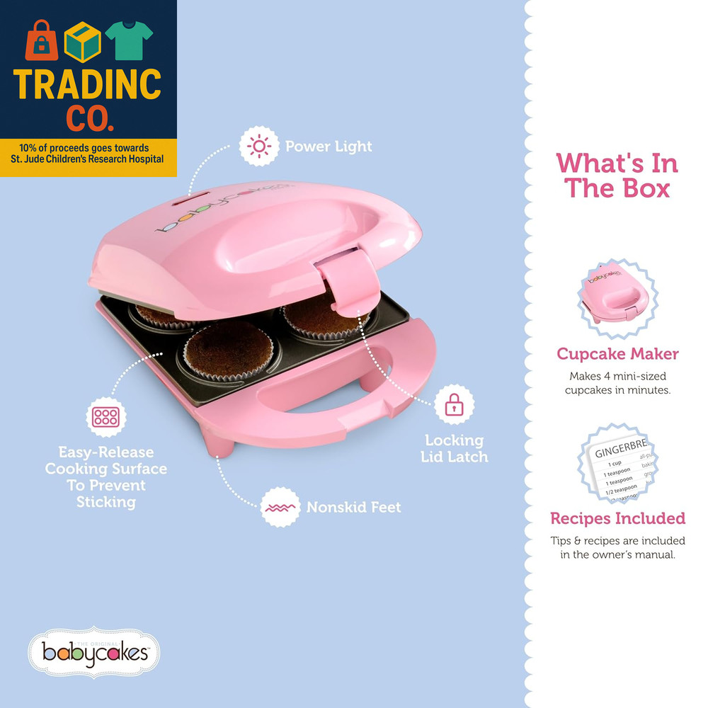 Mini Cupcake Maker by Select Brands - Cupcake Iron for Birthdays, Parties & More