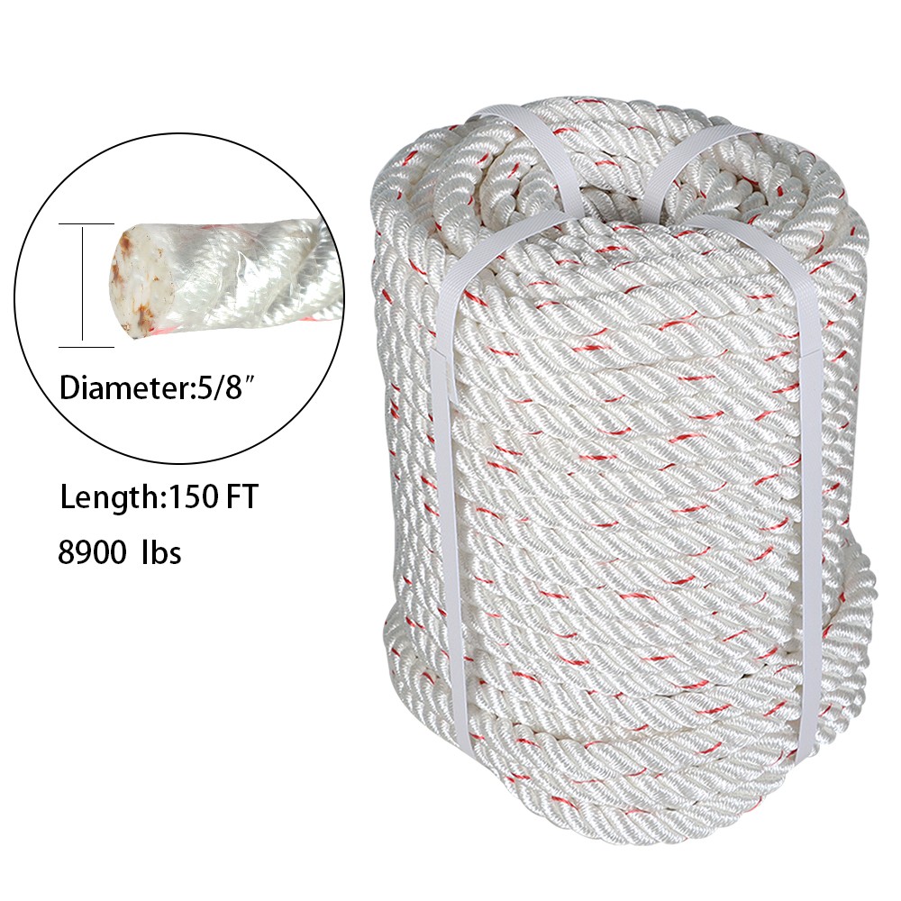 8900Lbs Double Braid Polyester Arborist Bull Rope 5/8"×150' Pulling Rigging Line