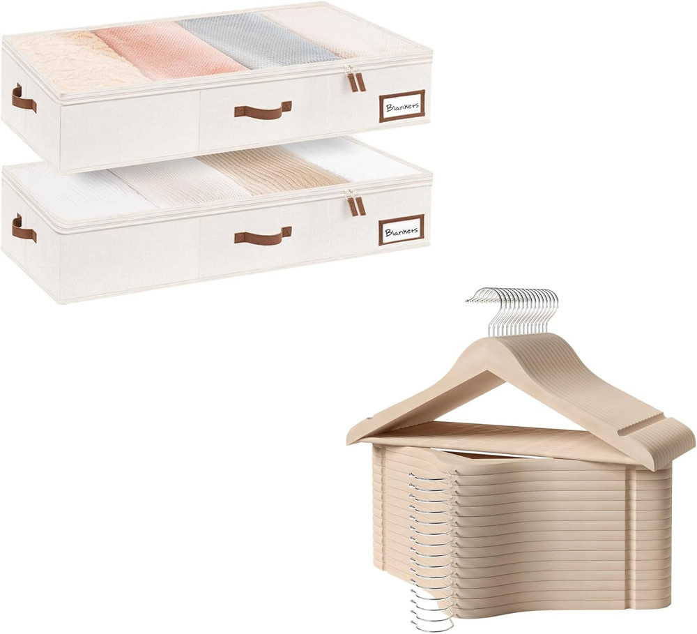 30 Pack Extra Large Under Bed Storage Bins with Clothes Hangers