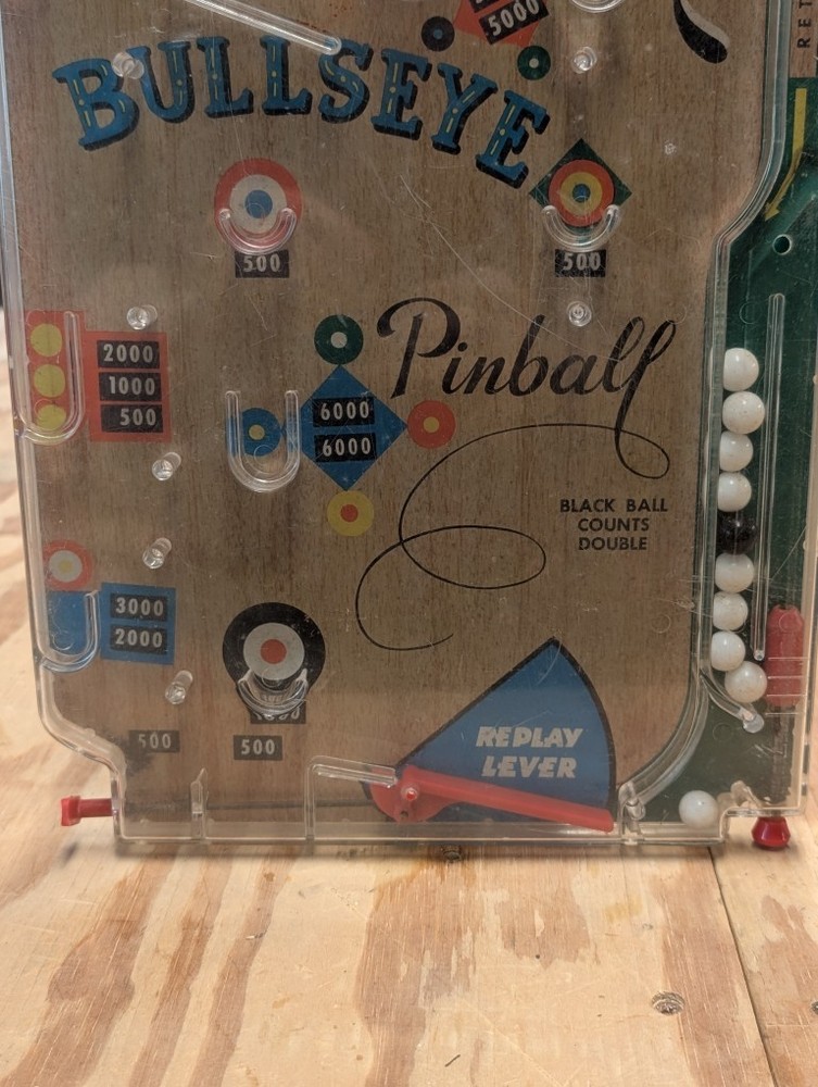 Vintage Marx Bullseye Pinball Machine Tabletop Game