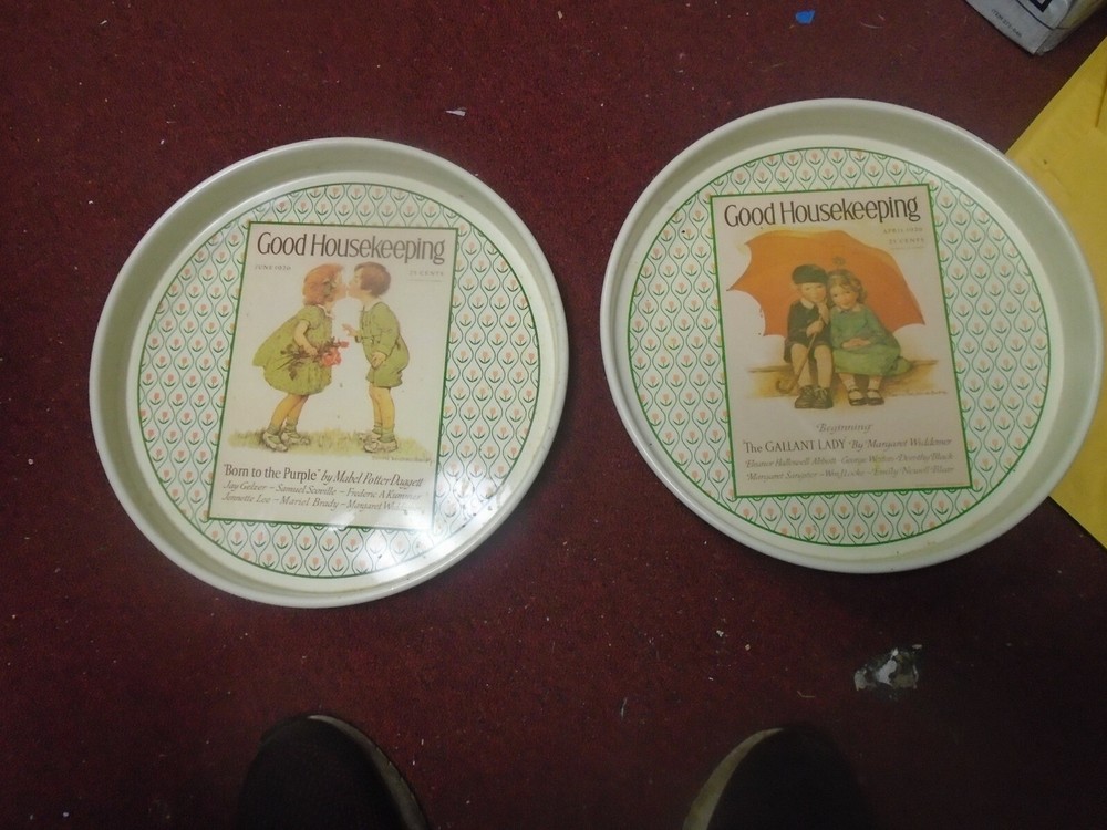 2x Good Housekeeping Round Tin Serving Trays