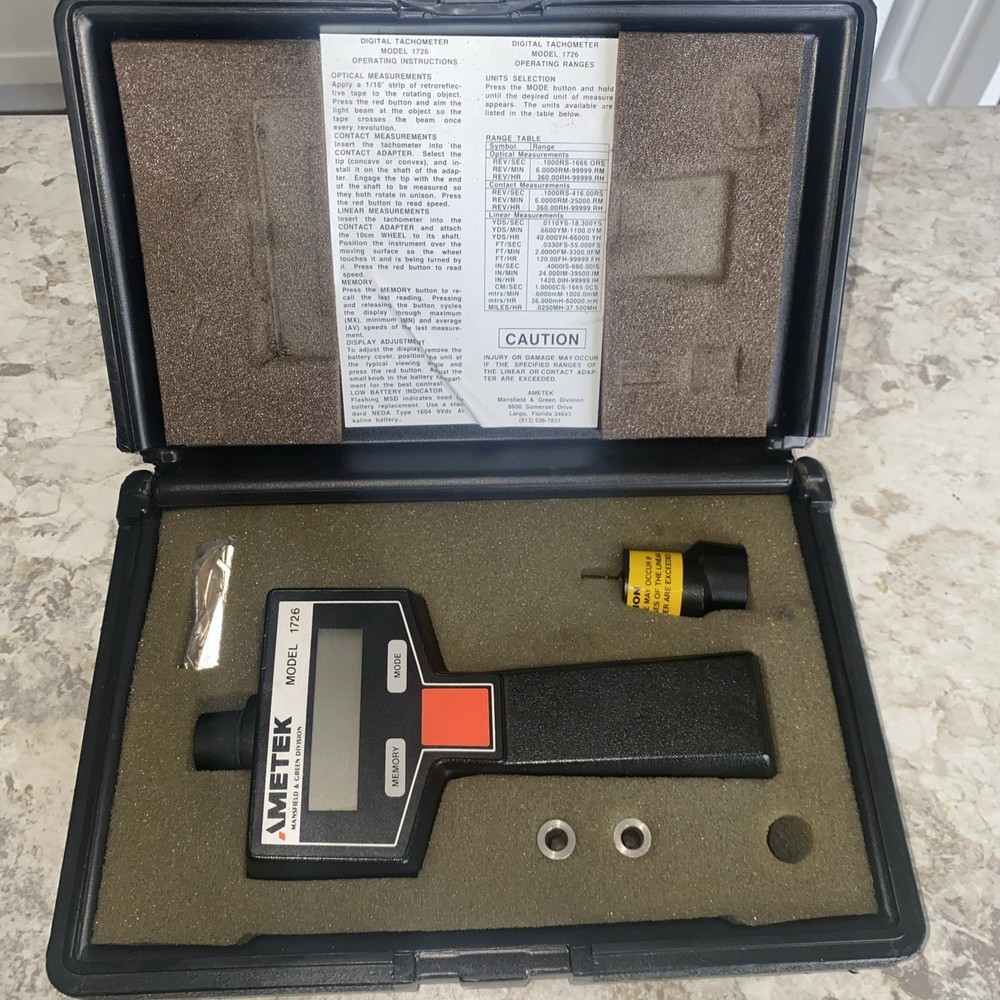 AMETEK MODEL 1726 DIGITAL TACHOMETER DUAL FUNCTION MEASUREMENT INSTRUMENT