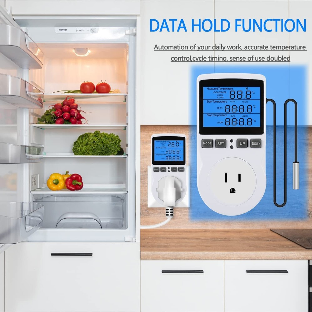 Backlit Digital Temperature Controller, LCD Screen Heating Cooling Thermostat...