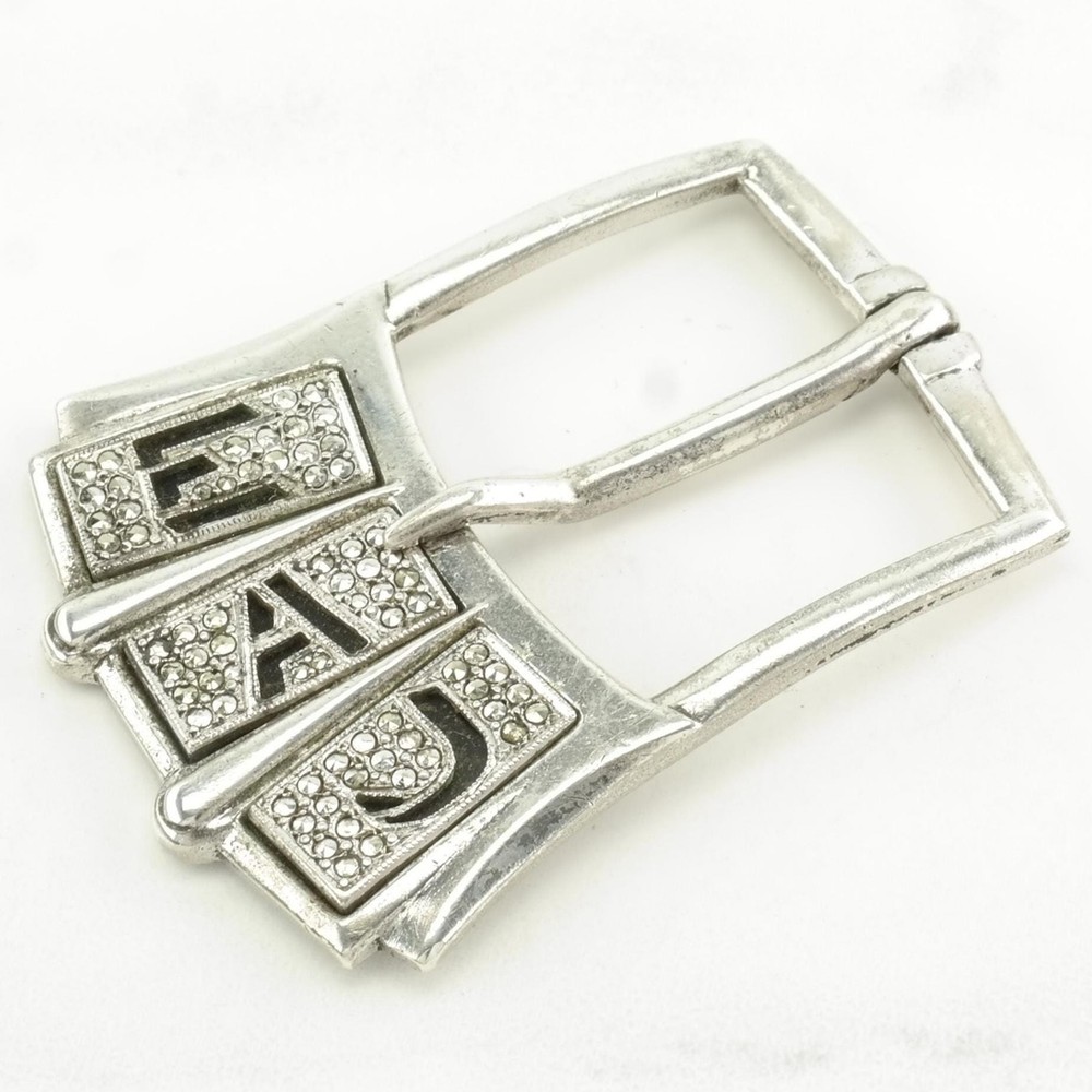 Antique Art Deco "EAJ" Replacement Initials Sterling Silver Belt Buckle