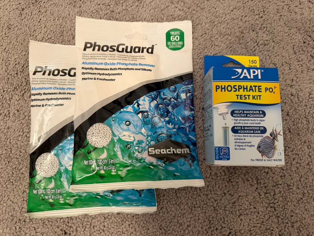 SeaChem PhosGuard 100ml x2 & API Phosphate Test Kit 64oz