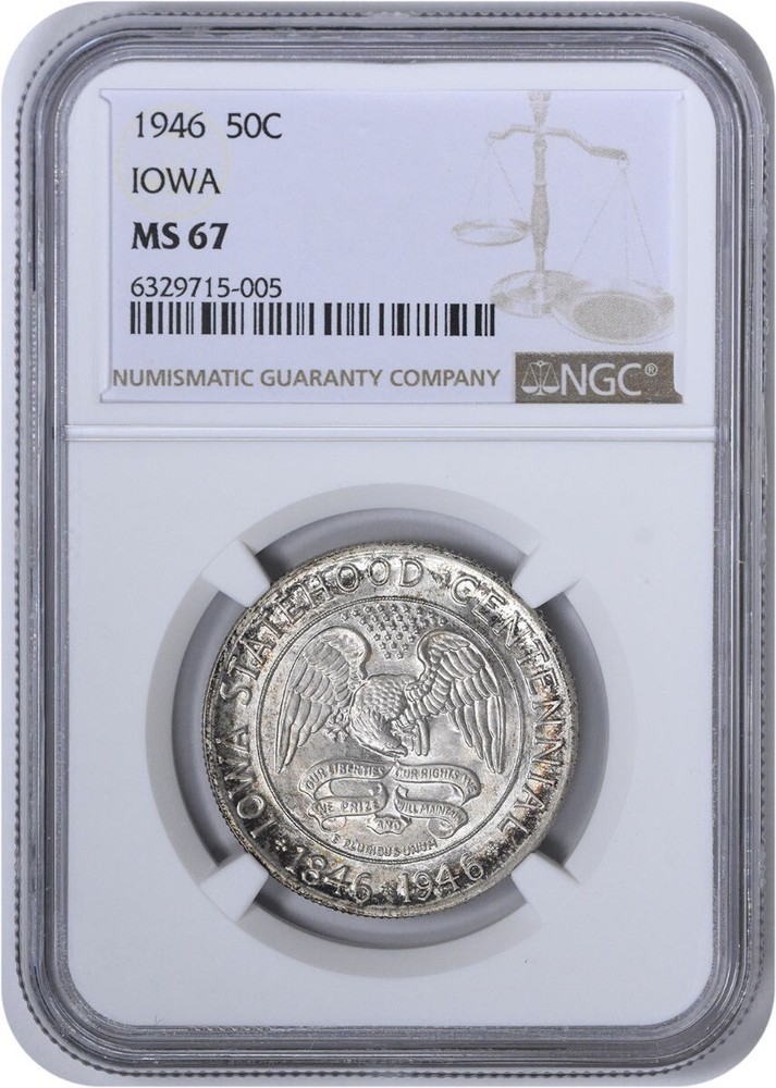 Iowa Commemorative Silver Half Dollar 1946 MS67 NGC