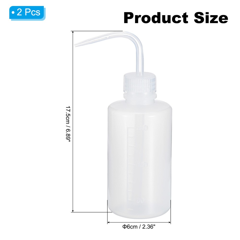 2Pcs 8oz Lab Squeeze Bottle 250ml Plastic Safety Wash Bottles (White)