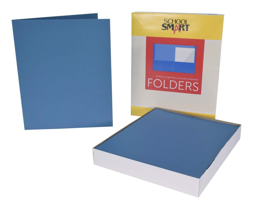 2-Pocket Folders Light Blue Pack of 25