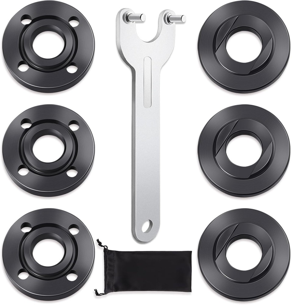 7PCS Angle Grinder Nut Flange Wrench, Premium Black, Silver